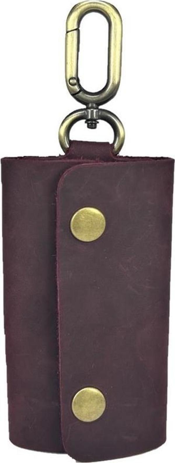Hakiki Deri Antik Anahtarlık Crazy Bordo - Image 1