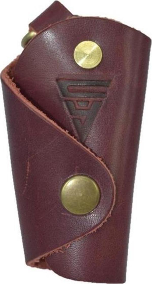 Hakiki Deri Avuç İçi Anahtarlık Bordo - Image 1