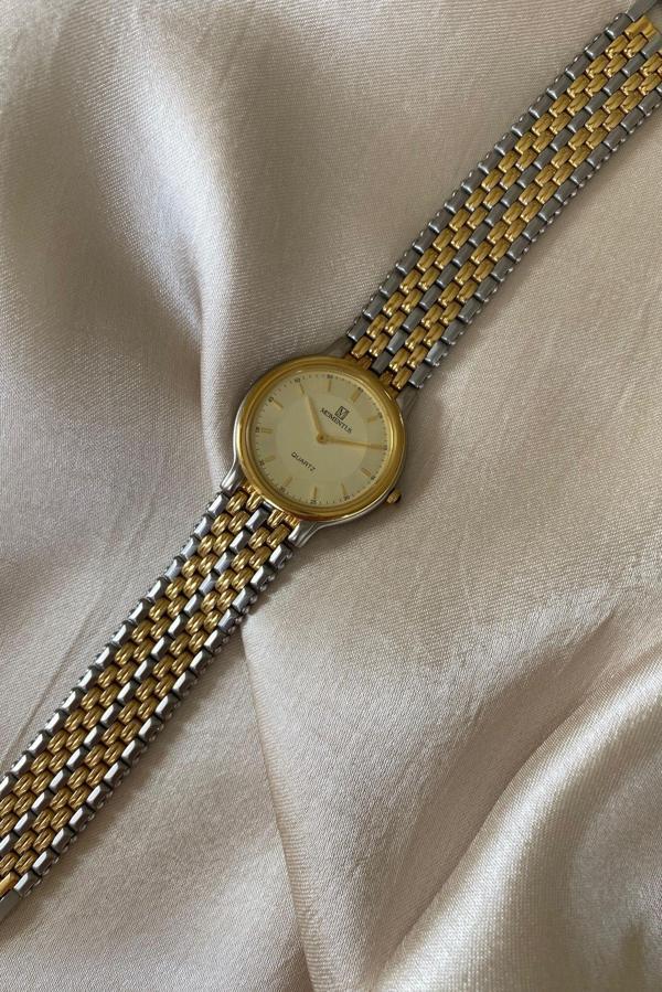 Momentus Sarı Gümüş Renk Paslanmaz Çelik Kordon Orijinal Vintage Erkek Kol Saati - Image 1