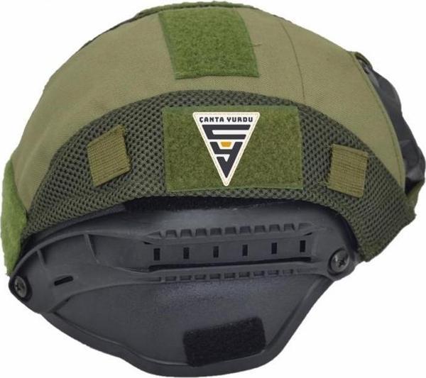 Taktikal Airsoft Paintball Plastik Kask Haki Bandanalı - Image 1