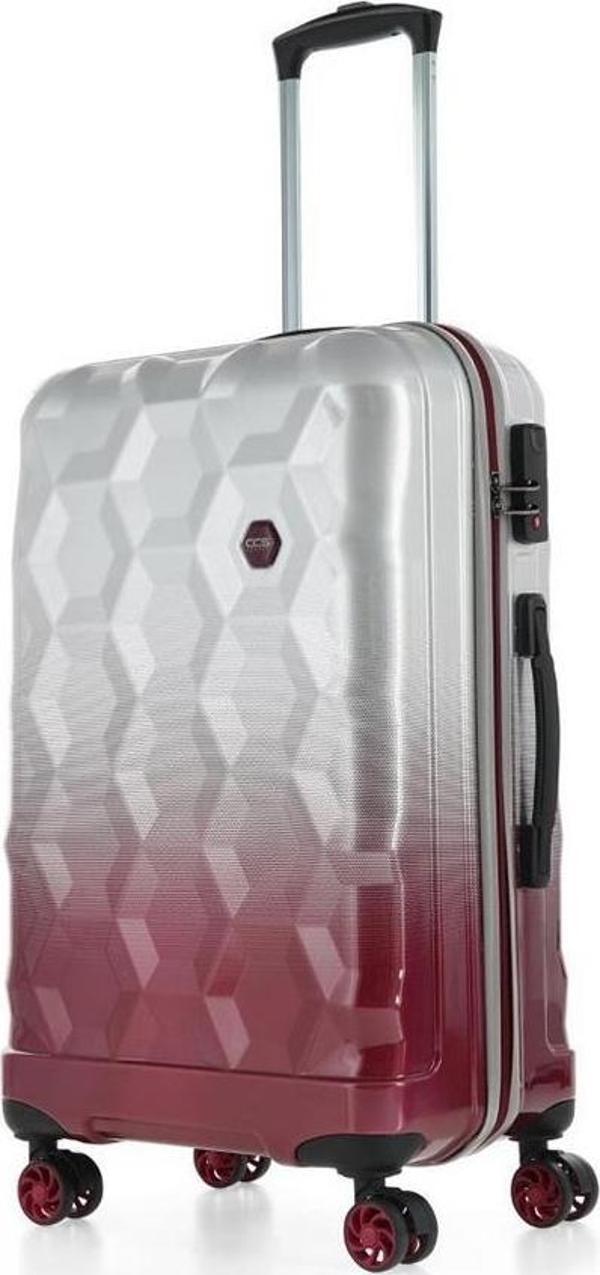 ÇÇS London 5226 Küçük Boy Valiz Bordo Beyaz - Image 1