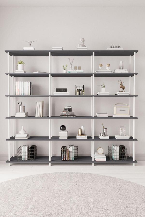 Mobitopya Çevir Kur 200 Cm Antrasit Kitaplık Bd 200*177*29 Cm - Image 1