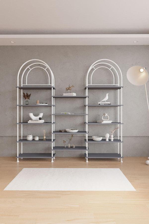 Mobitopya Çevir Kur Bohem Antrasit Bd Modern Dekoratif Kitaplık & Aksesuar Rafı 199*203*29 Cm - Image 1