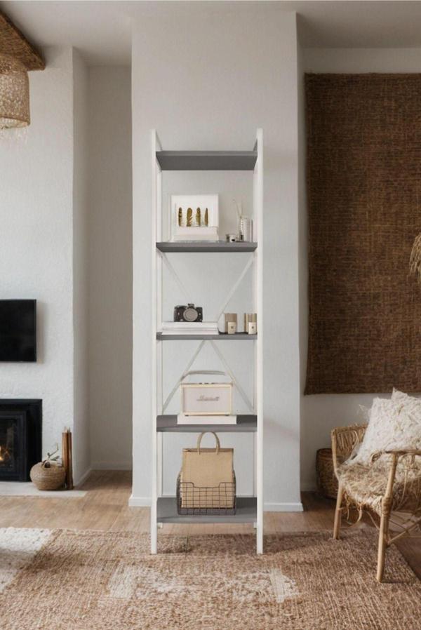 Mobitopya Nilamu Antrasit 45 Cm Kitaplık, Metal Aksamlı, Organizer, Ofis, 45*170*34 Cm - Image 1