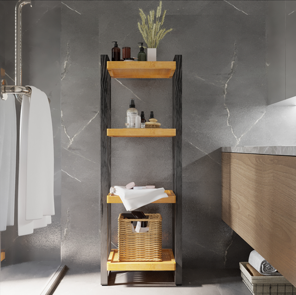 Şiraz 4 Katlı Dekoratif Banyo Rafları,Havlu Düzenleyici, Banyo,Spa Rafları - Image 1