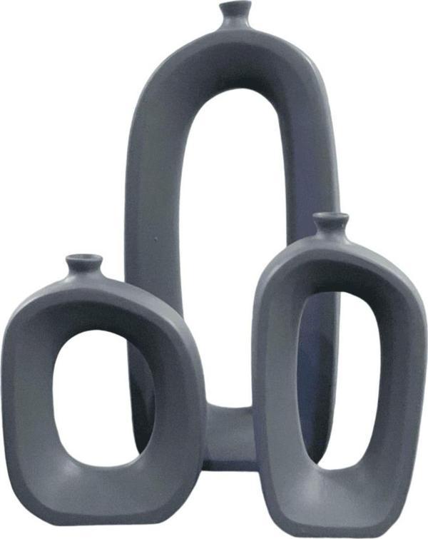 By Ari Ev Dekorasyon Üçlü İskandinav Tarzı Oval Seramik Vazo Set Vz258-13 - Image 1