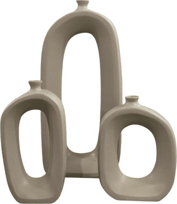 By Ari Ev Dekorasyon Üçlü İskandinav Tarzı Oval Seramik Vazo Set Vz258-14 - Image 1