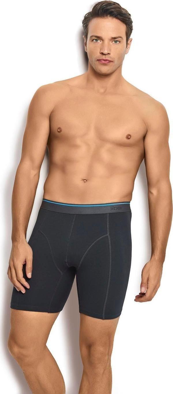 Jiber 268 Erkek 3'lü Pamuklu Likralı Uzun Boxer - Image 1