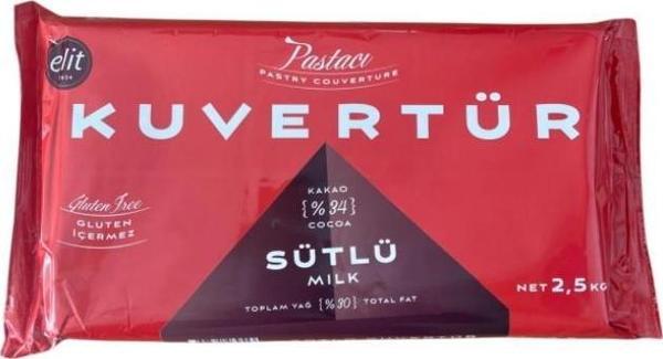 Elit Sütlü Kuvertür 2,5 Kg %34 Kakao Pastacı Seri - Image 1