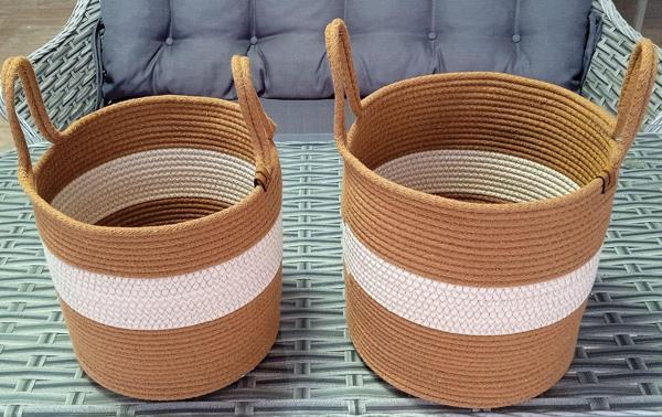 2 ADET BÜYÜK EV BANYO 26*25CM SEPET KAHVERENGİ HASIR OYUNCAK PATATES SOĞAN SEPETİ - Image 1