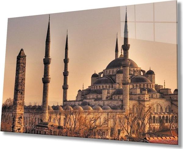İdealizbiz Istanbul Sultan Ahmet Camii Manzara 4Mm Dayanıklı Cam Tablo Temperli Cam - Image 1
