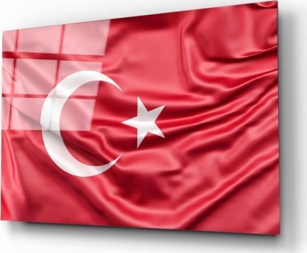 İdealizbiz Türk Bayrağı Kırmızı Cam Tablo - Image 1