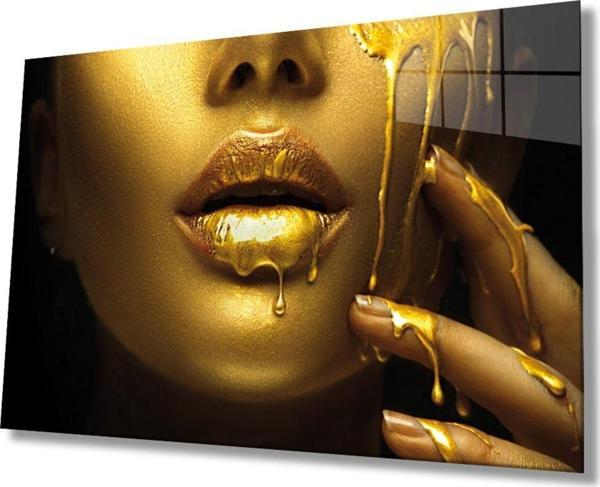 İdealizbiz Gold Kadın Cam Tablo - Image 1