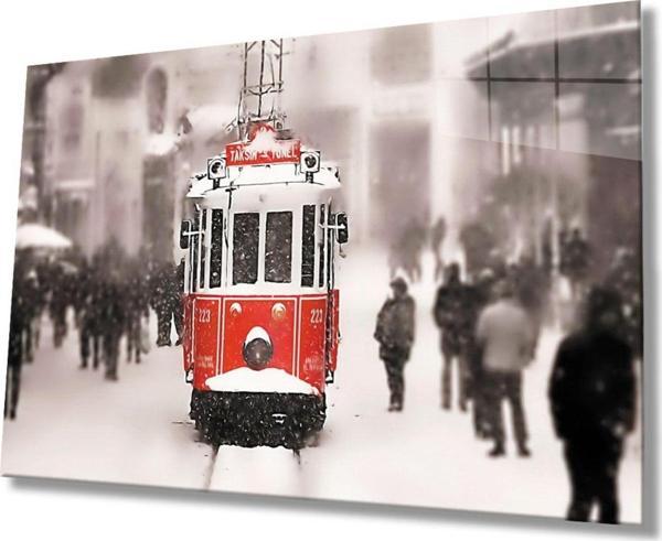 İdealizbiz Istanbul Taksim Tramvayı 4Mm Dayanıklı Cam Tablo Temperli Cam - Image 1
