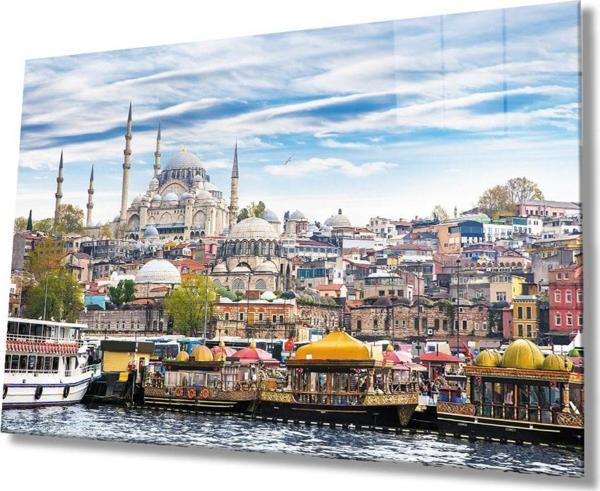İdealizbiz Istanbul Camii Manzaralı 4Mm Dayanıklı Cam Tablo Temperli Cam - Image 1