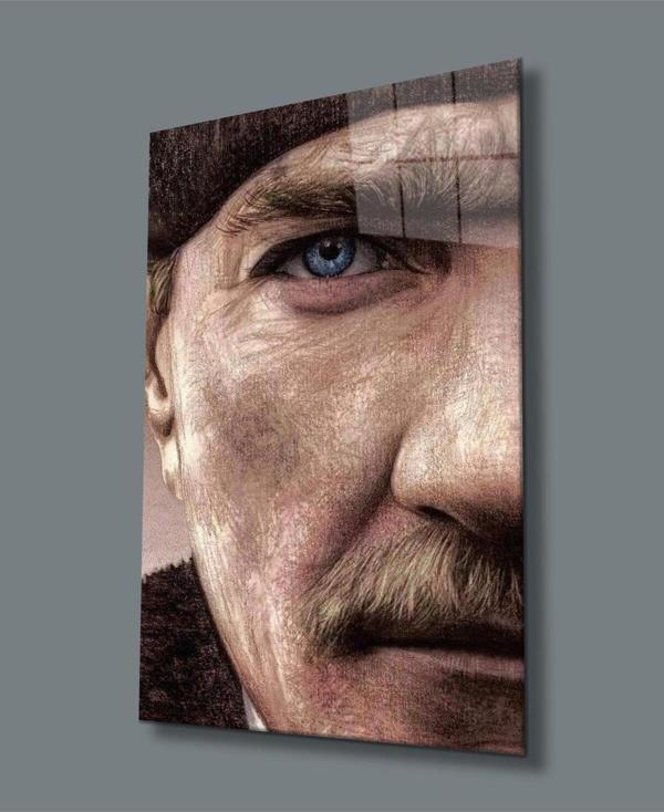 İdealizbiz Atatürk Dikey Cam Tablo Büyük Hediyelik Ev Ofis Dekoru - Image 1