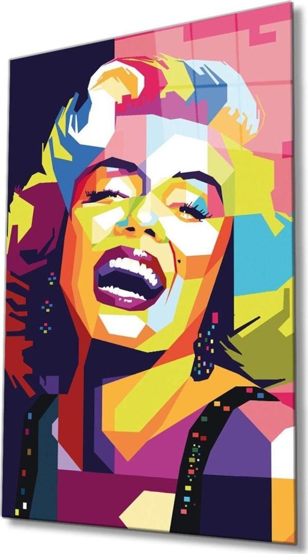 İdealizbiz Renkli Marilyn Monroe Cam Tablo - Image 1