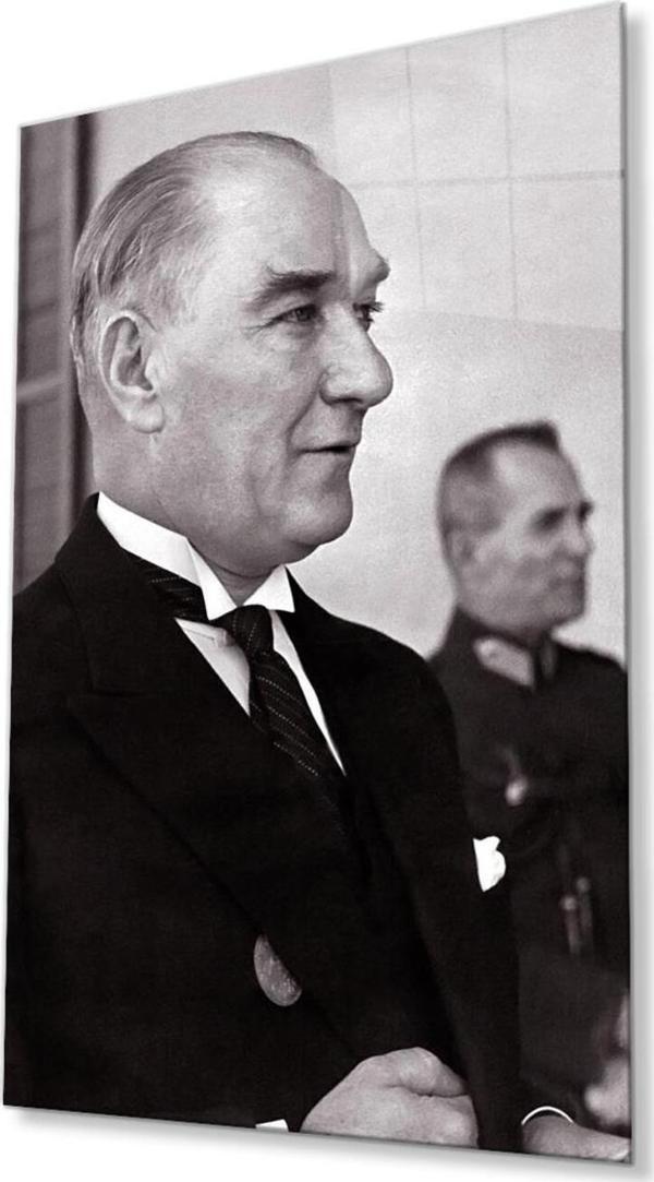 İdealizbiz Atatürk Cam Tablo 4Mm Dayanıklı Temperli Cam, Atatürk Glass Wall Art - Image 1