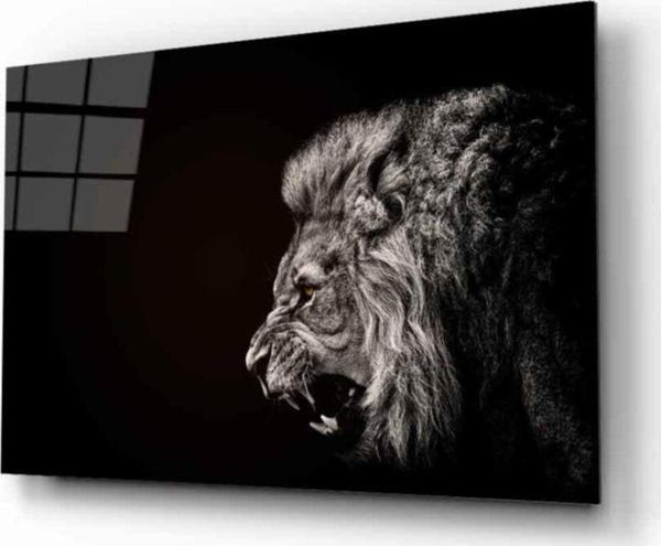 İdealizbiz Aslan Hayvan Cam Tablo - Image 1