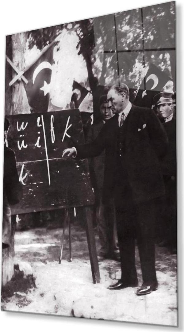 İdealizbiz Atatürk Cam Tablo 4Mm Dayanıklı Temperli Cam, Atatürk Glass Wall Art - Image 1