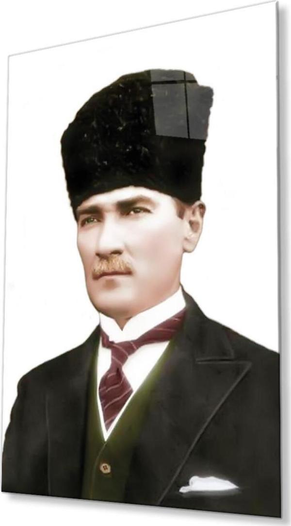İdealizbiz Atatürk Cam Tablo 4Mm Dayanıklı Temperli Cam, Atatürk Glass Wall Art - Image 1