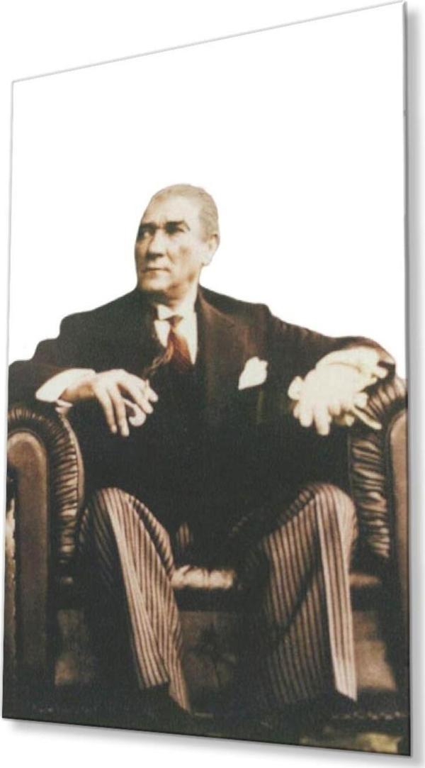 İdealizbiz Atatürk Cam Tablo 4Mm Dayanıklı Temperli Cam, Atatürk Glass Wall Art - Image 1