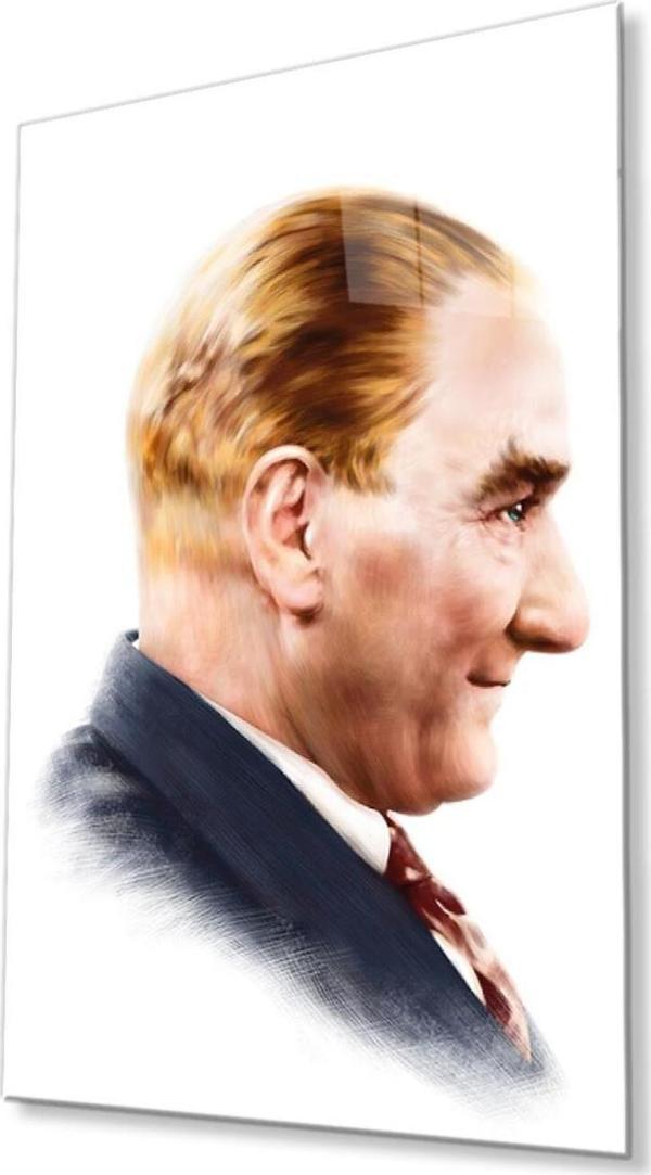 İdealizbiz Atatürk Cam Tablo 4Mm Dayanıklı Temperli Cam, Atatürk Glass Wall Art - Image 1
