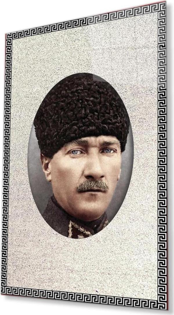 İdealizbiz Çerçeveli Atatürk Cam Tablo 4Mm Dayanıklı Temperli Cam, Framed Atatürk Glass Wall Art - Image 1