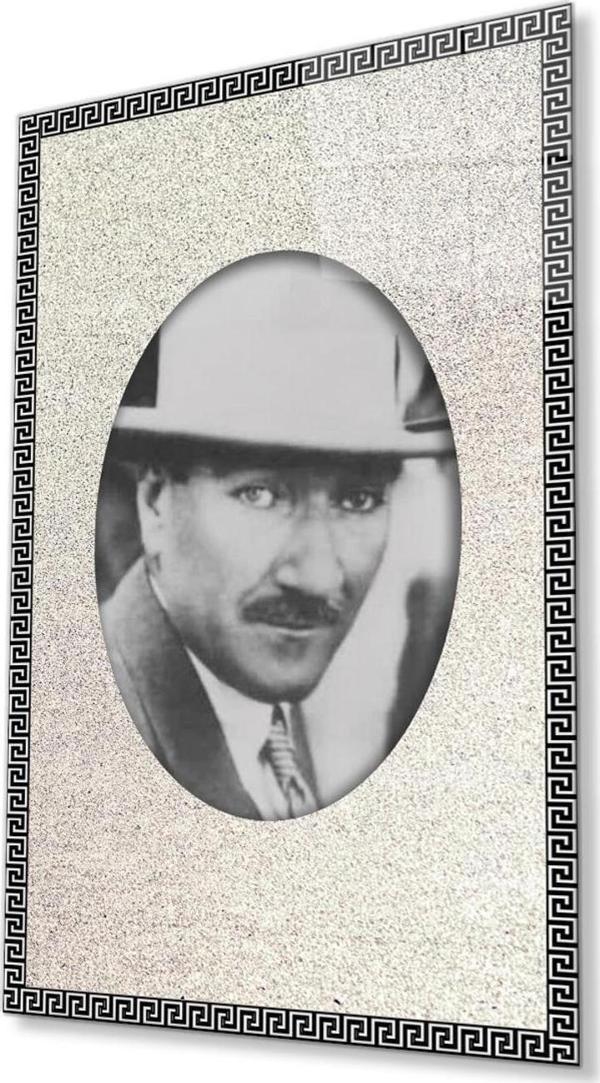 İdealizbiz Çerçeveli Atatürk Cam Tablo 4Mm Dayanıklı Temperli Cam, Framed Atatürk Glass Wall Art - Image 1