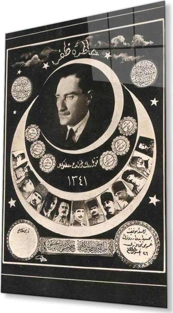 İdealizbiz Atatürk Cam Tablo 4Mm Dayanıklı Temperli Cam, Atatürk Glass Wall Art - Image 1
