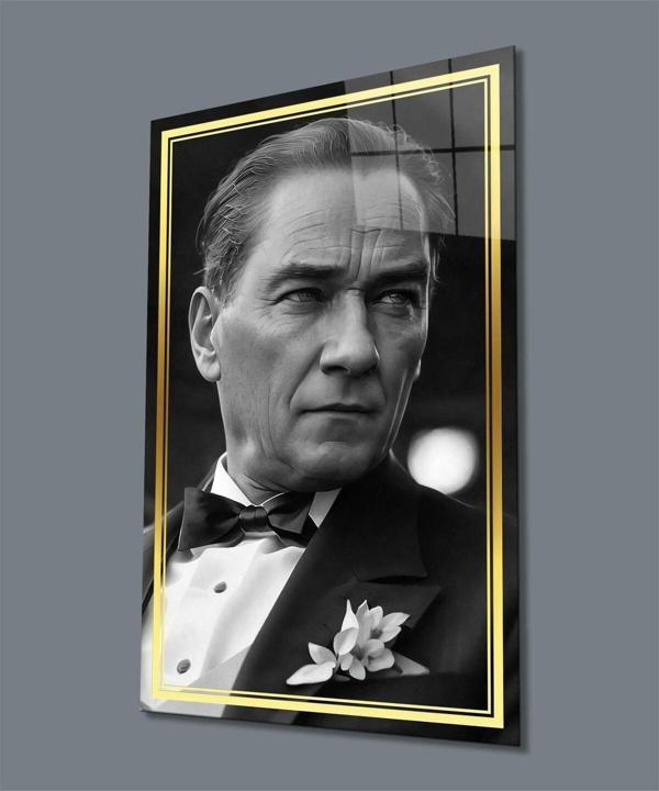 İdealizbiz Atatürk Portre Dikey Cam Tablo Hediyelik Büyük Tablo Ev Ofis Dekoru - Image 1