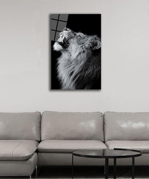 İdealizbiz Aslan Hayvan Temperli Cam Tablo - Image 1