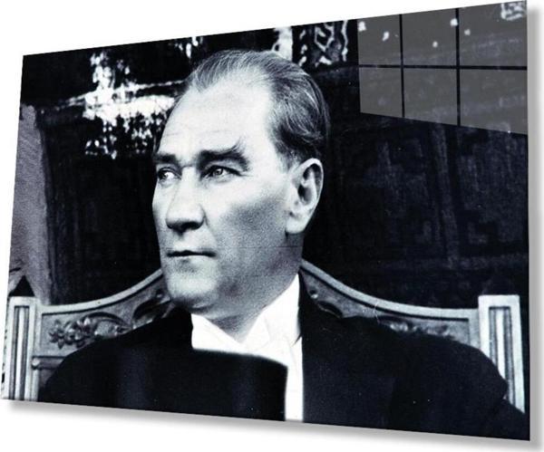 İdealizbiz Atatürk Cam Tablo 4Mm Dayanıklı Temperli Cam, Atatürk Glass Wall Art - Image 1