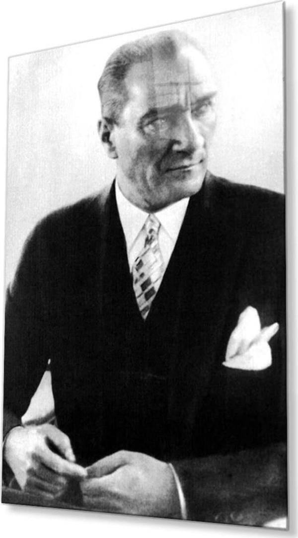 İdealizbiz Atatürk Cam Tablo 4Mm Dayanıklı Temperli Cam, Atatürk Glass Wall Art - Image 1