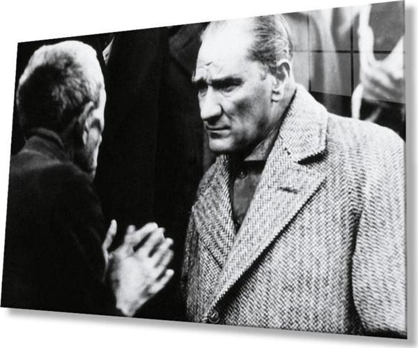 İdealizbiz Atatürk Cam Tablo 4Mm Dayanıklı Temperli Cam, Atatürk Glass Wall Art - Image 1
