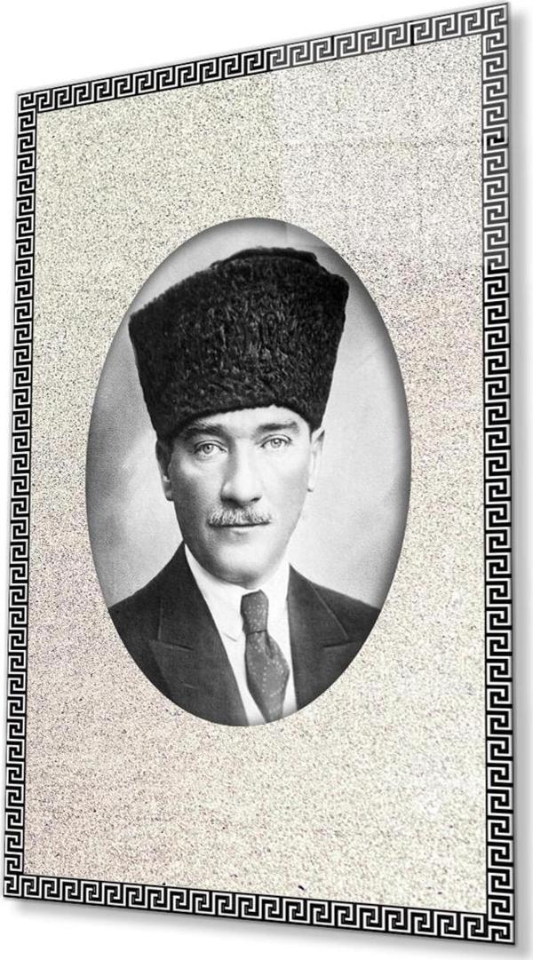 İdealizbiz Çerçeveli Atatürk Cam Tablo 4Mm Dayanıklı Temperli Cam, Framed Atatürk Glass Wall Art - Image 1