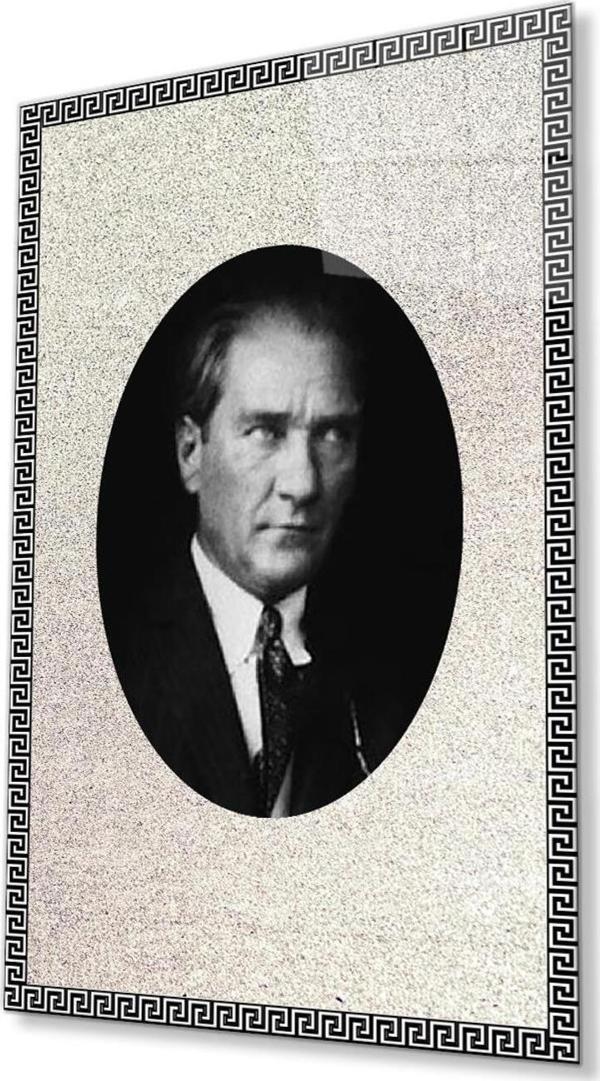 İdealizbiz Çerçeveli Atatürk Cam Tablo 4Mm Dayanıklı Temperli Cam, Framed Atatürk Glass Wall Art - Image 1