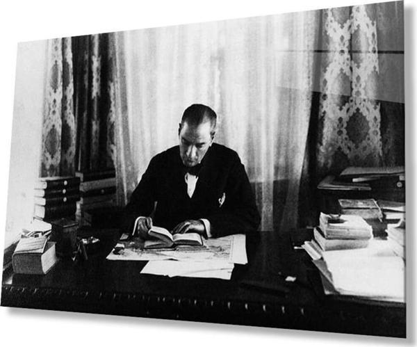 İdealizbiz Atatürk Cam Tablo 4Mm Dayanıklı Temperli Cam, Atatürk Glass Wall Art - Image 1