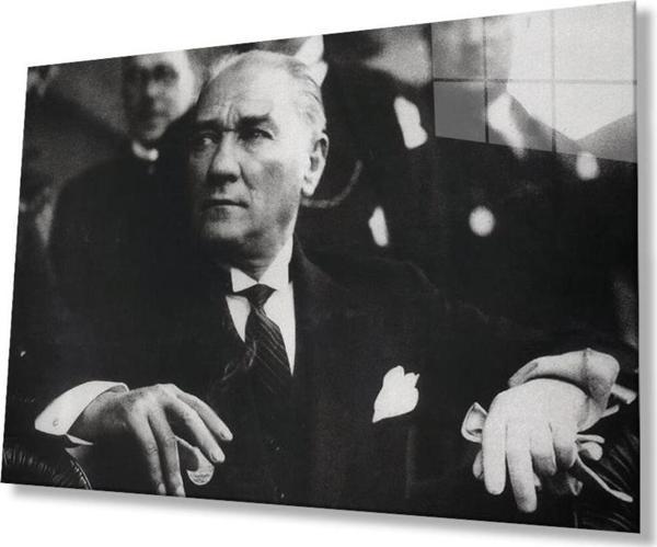 İdealizbiz Atatürk Cam Tablo 4Mm Dayanıklı Temperli Cam, Atatürk Glass Wall Art - Image 1