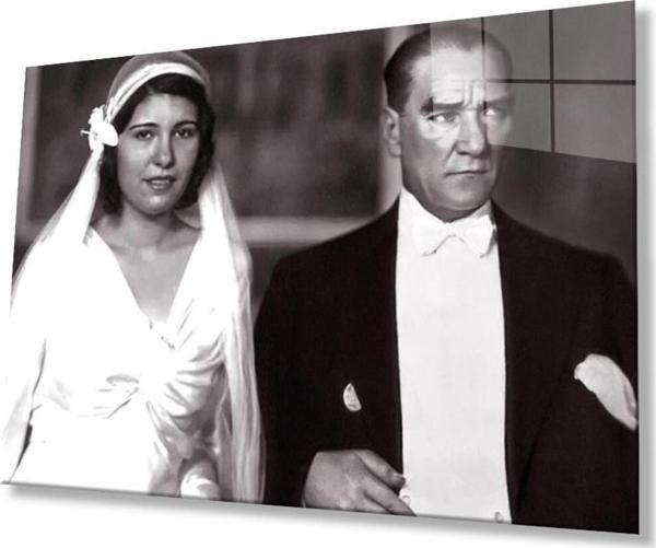 İdealizbiz Atatürk Cam Tablo 4Mm Dayanıklı Temperli Cam, Atatürk Glass Wall Art - Image 1