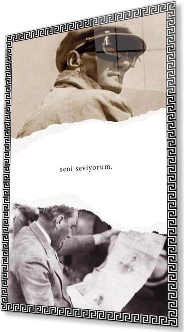 İdealizbiz Atatürk Cam Tablo 4Mm Dayanıklı Temperli Cam, Atatürk Glass Wall Art - Image 1