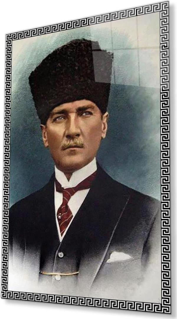 İdealizbiz Atatürk Cam Tablo 4Mm Dayanıklı Temperli Cam, Atatürk Glass Wall Art - Image 1