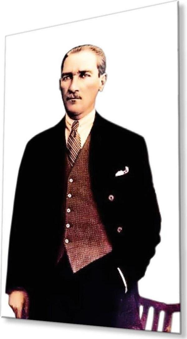 İdealizbiz Atatürk Cam Tablo 4Mm Dayanıklı Temperli Cam, Atatürk Glass Wall Art - Image 1