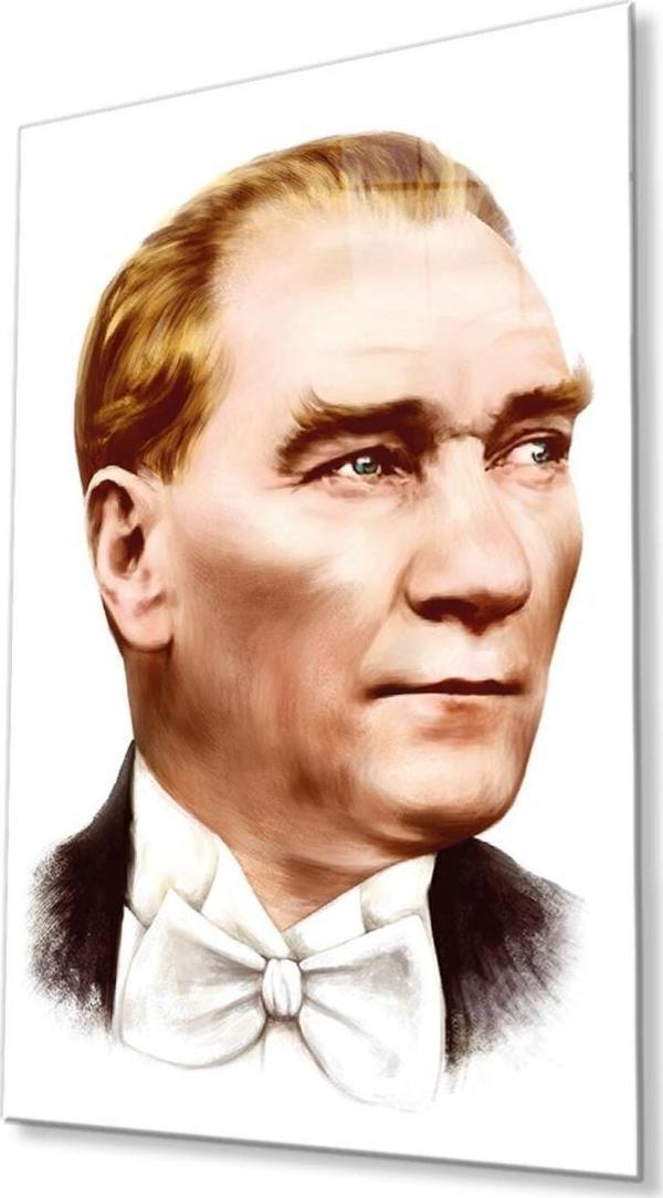 İdealizbiz Atatürk Cam Tablo 4Mm Dayanıklı Temperli Cam, Atatürk Glass Wall Art - Image 1