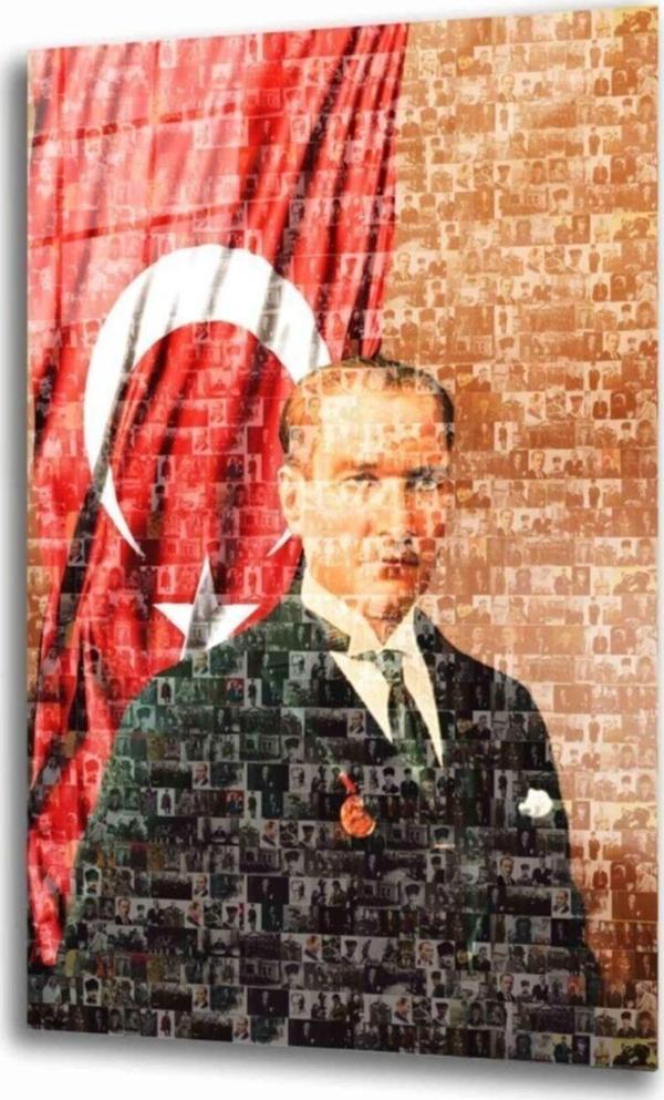 İdealizbiz Atatürk Cam Tablo 4 Mm Dayanıklı Temperli Cam - Image 1
