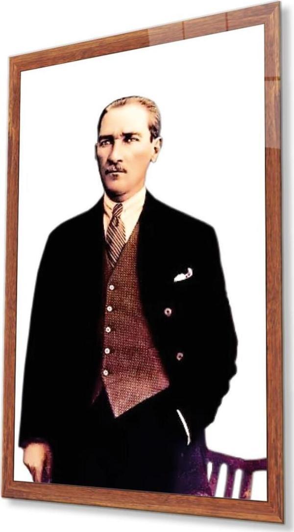 İdealizbiz Atatürk Cam Tablo 4Mm Dayanıklı Temperli Cam, Atatürk Glass Wall Art - Image 1