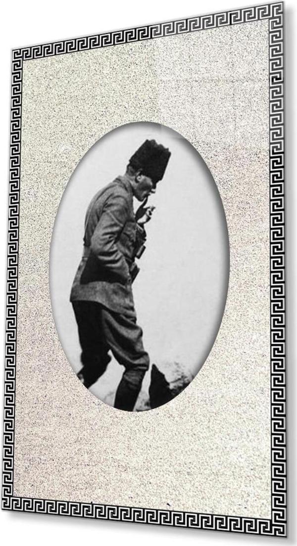 İdealizbiz Çerçeveli Atatürk Cam Tablo 4Mm Dayanıklı Temperli Cam, Framed Atatürk Glass Wall Art - Image 1