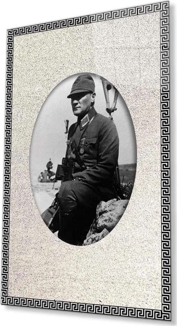 İdealizbiz Çerçeveli Atatürk Cam Tablo 4Mm Dayanıklı Temperli Cam, Framed Atatürk Glass Wall Art - Image 1