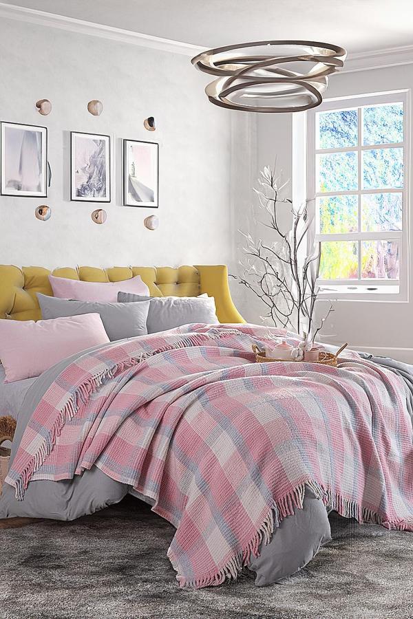 Battaniye Pamuklu Çift Kişilik Warm Soft Pudra - Image 1