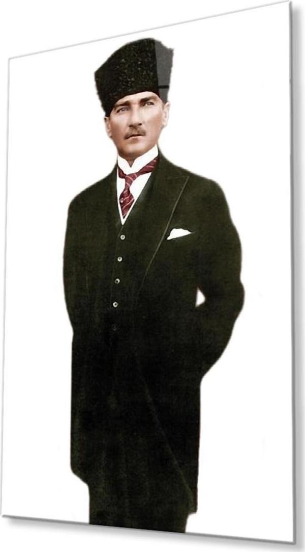 İdealizbiz Atatürk Cam Tablo 4Mm Dayanıklı Temperli Cam, Atatürk Glass Wall Art - Image 1
